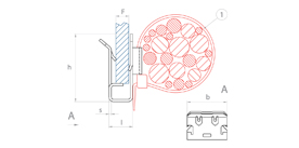 schéma Adaptateur bords de panneaux pour lanières Raymond