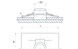 schéma Arrêt d’axe rectangulaire à pousser sur tiges lisses