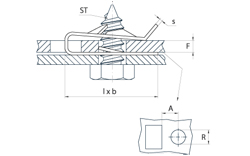 schéma Ecrous bords de tôles A Raymond pour vis à tôles avec languette de retenue