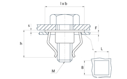 schéma Ecrou métal pour vis métrique