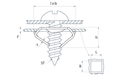 schéma Ecrou métal pour vis tôle