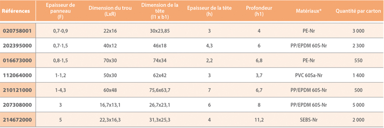 dimensions obturateur pour trou oblong A Raymond