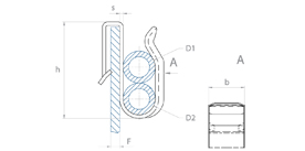 schéma Support tube bords de panneaux double à bords relevés