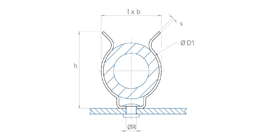schéma Support tube métal Lyre à riveter ou à visser