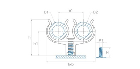 schéma Support tube sur goujons filetés double Raymond