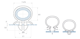 schéma Support tube à clipper dans un trou Omega Raymond