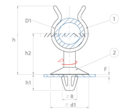schéma support tube à clipper dans un trou simple pivotant Raymond