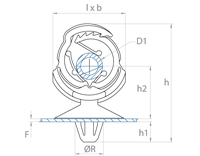 schéma support tube à clipper dans un trou double variable Raymond