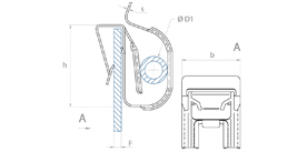 schéma Support tube métal bords de panneaux à diamètres variables