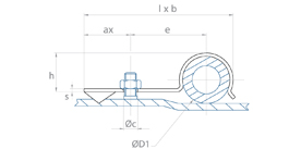 schéma Support tube métal Forme P à riveter ou à visser