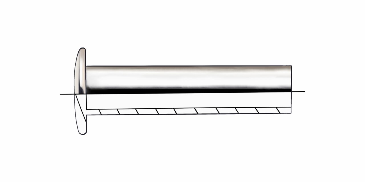 schema en coupe d'un rivet foré