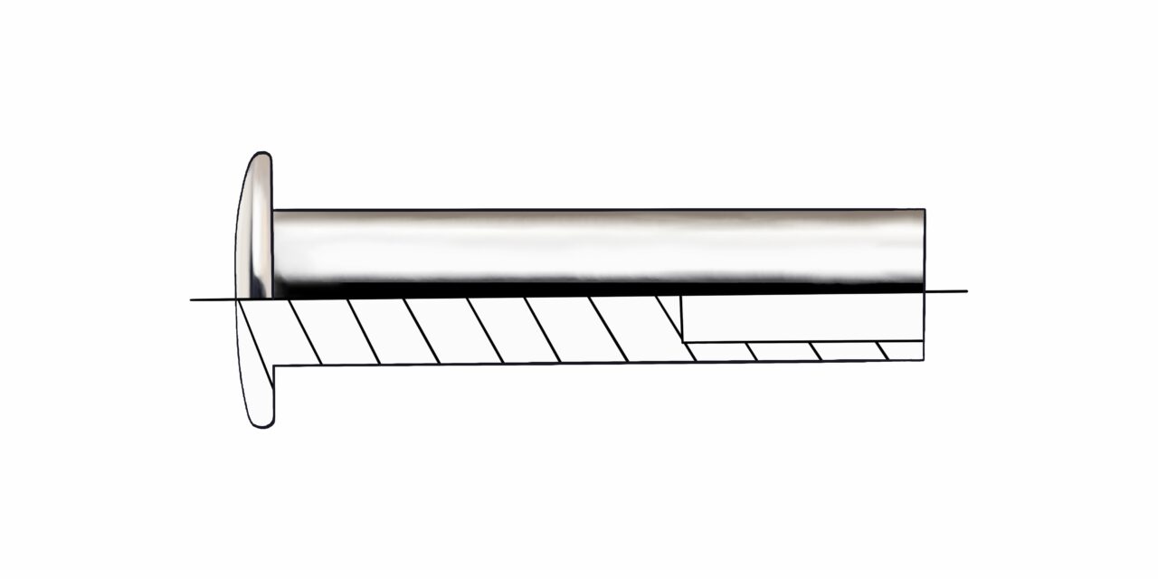 vue en coupe schématisé d'un rivet semi-foré